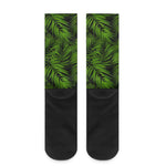 Night Tropical Palm Leaf Pattern Print Crew Socks