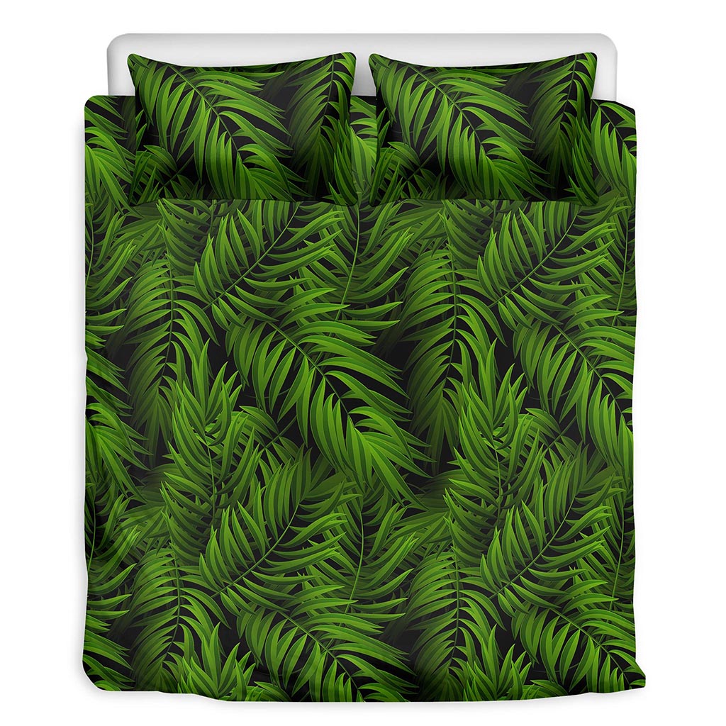 Night Tropical Palm Leaf Pattern Print Duvet Cover Bedding Set