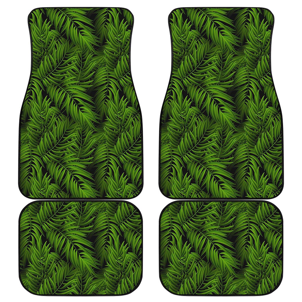 Night Tropical Palm Leaf Pattern Print Front and Back Car Floor Mats