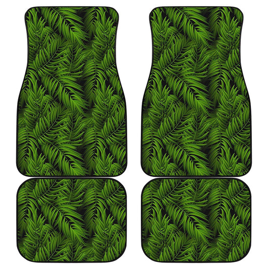 Night Tropical Palm Leaf Pattern Print Front and Back Car Floor Mats