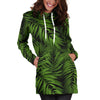 Night Tropical Palm Leaf Pattern Print Hoodie Dress GearFrost