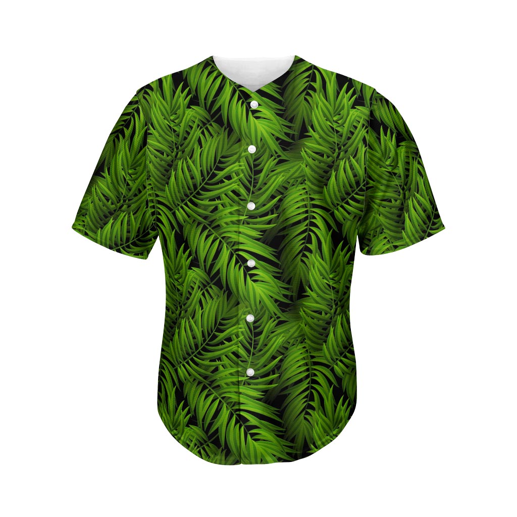 Night Tropical Palm Leaf Pattern Print Men's Baseball Jersey