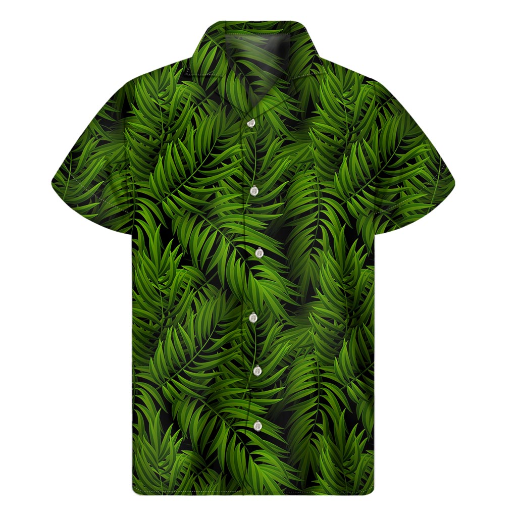 Night Tropical Palm Leaf Pattern Print Men's Short Sleeve Shirt