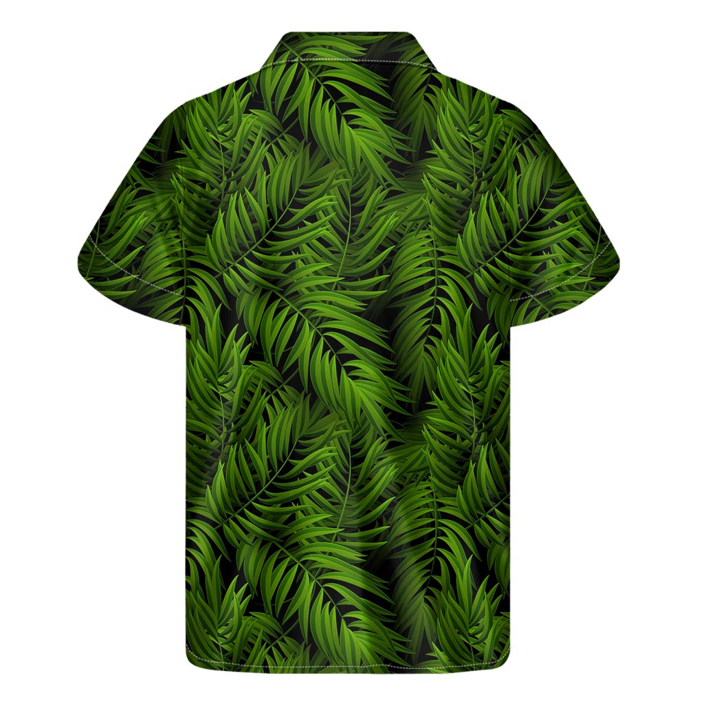 Night Tropical Palm Leaf Pattern Print Men's Short Sleeve Shirt