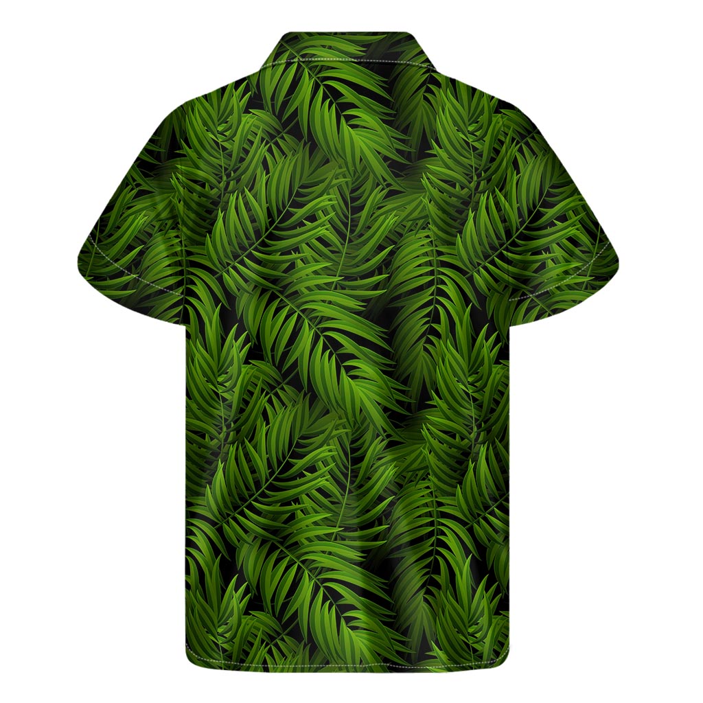 Night Tropical Palm Leaf Pattern Print Men's Short Sleeve Shirt
