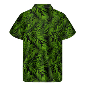 Night Tropical Palm Leaf Pattern Print Men's Short Sleeve Shirt