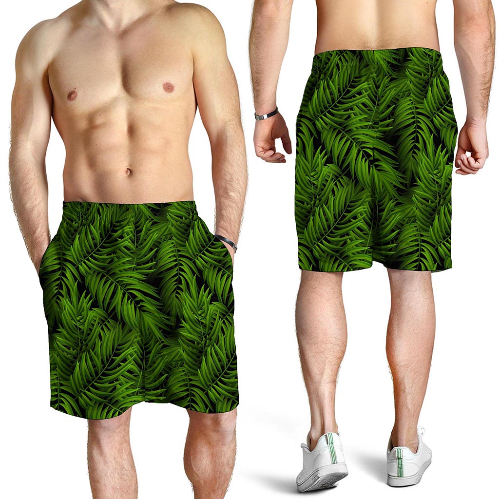 Night Tropical Palm Leaf Pattern Print Men's Shorts