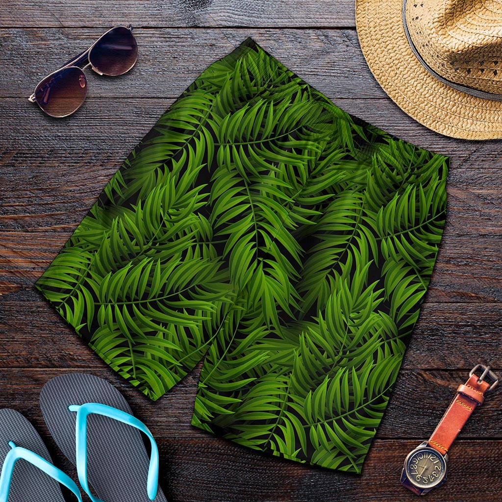 Night Tropical Palm Leaf Pattern Print Men's Shorts