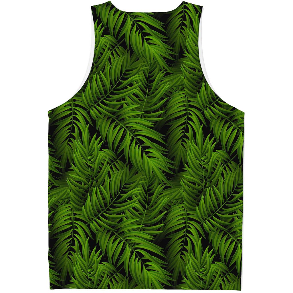 Night Tropical Palm Leaf Pattern Print Men's Tank Top