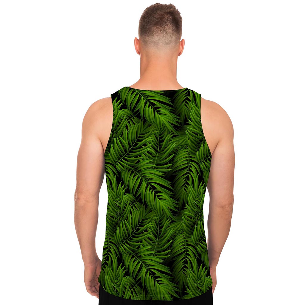 Night Tropical Palm Leaf Pattern Print Men's Tank Top