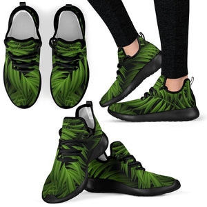 Night Tropical Palm Leaf Pattern Print Mesh Knit Shoes GearFrost