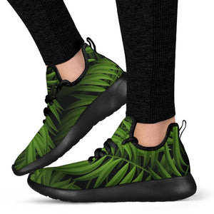 Night Tropical Palm Leaf Pattern Print Mesh Knit Shoes GearFrost