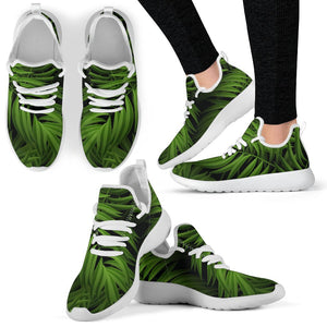 Night Tropical Palm Leaf Pattern Print Mesh Knit Shoes GearFrost