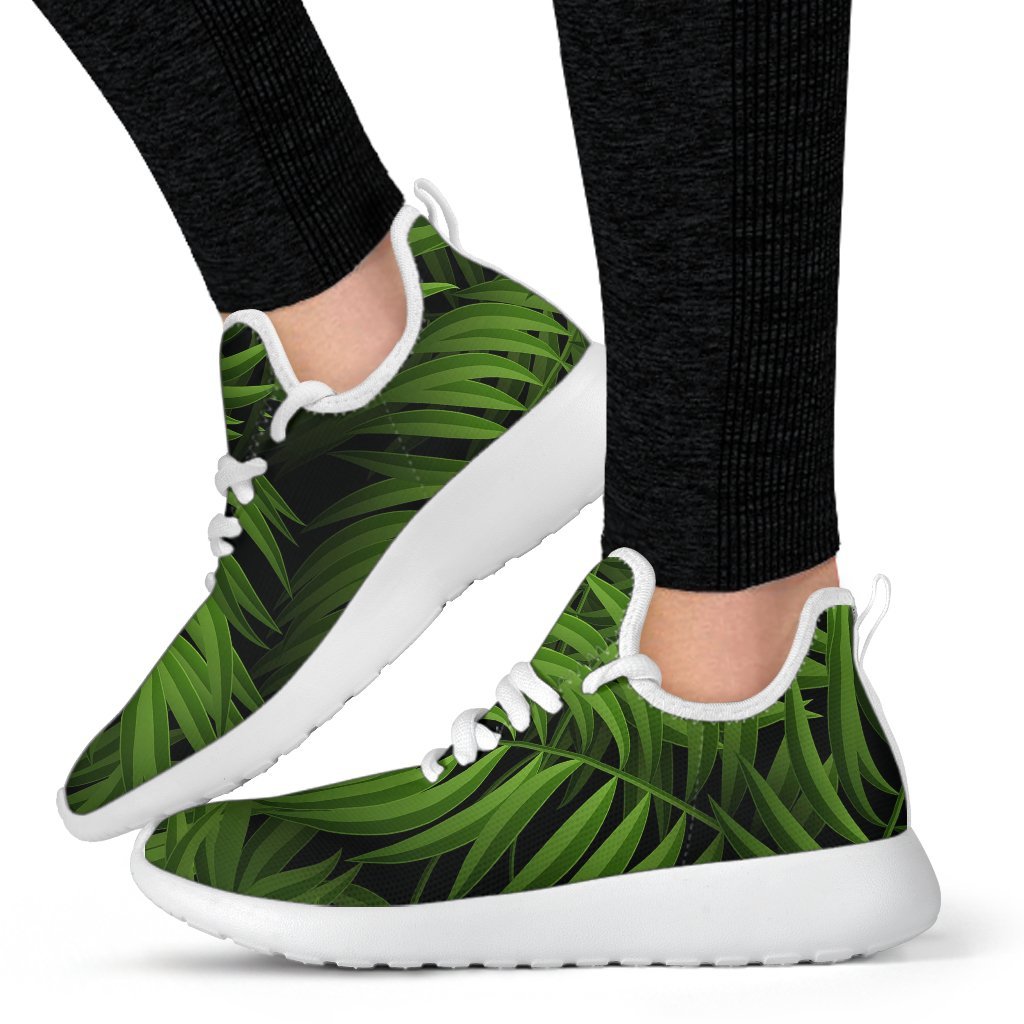 Night Tropical Palm Leaf Pattern Print Mesh Knit Shoes GearFrost