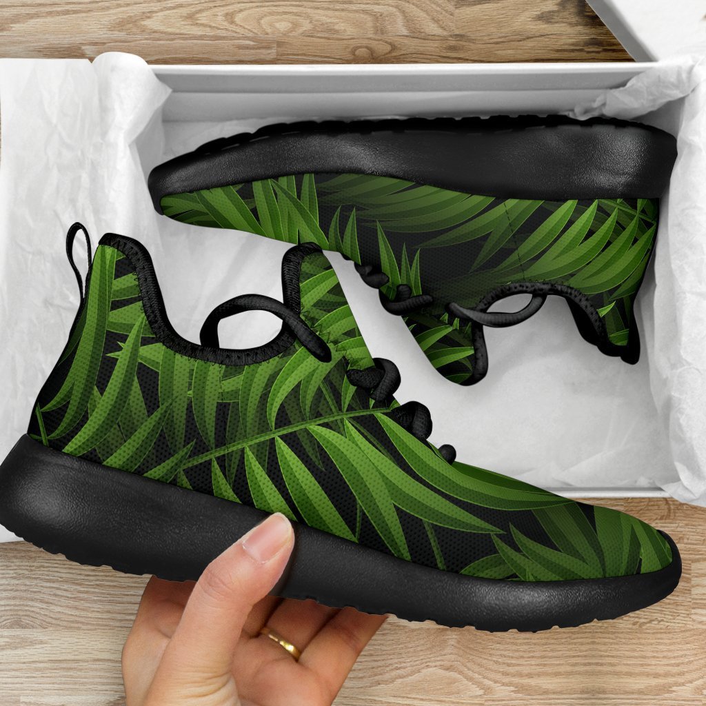 Night Tropical Palm Leaf Pattern Print Mesh Knit Shoes GearFrost