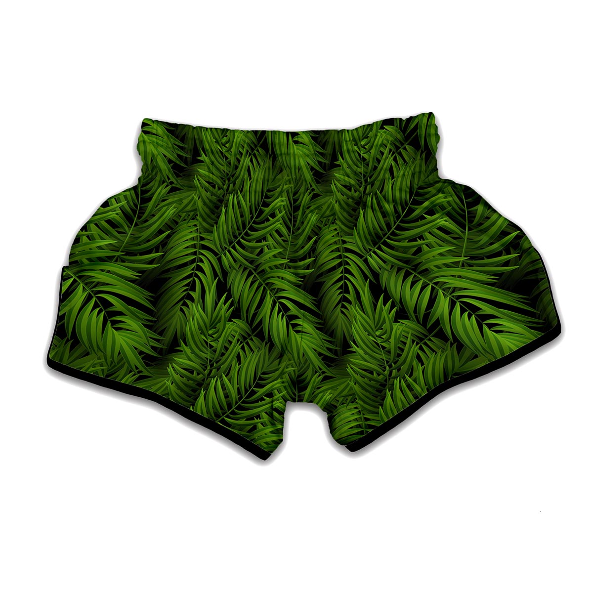 Night Tropical Palm Leaf Pattern Print Muay Thai Boxing Shorts