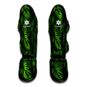 Night Tropical Palm Leaf Pattern Print Muay Thai Shin Guard