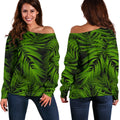 Night Tropical Palm Leaf Pattern Print Off The Shoulder Sweatshirt