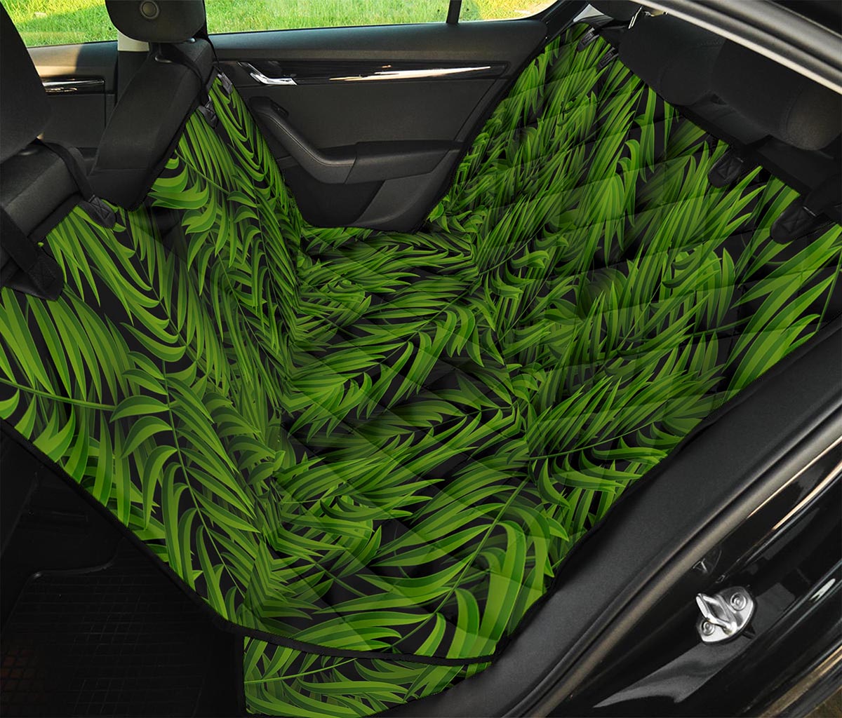 Night Tropical Palm Leaf Pattern Print Pet Car Back Seat Cover