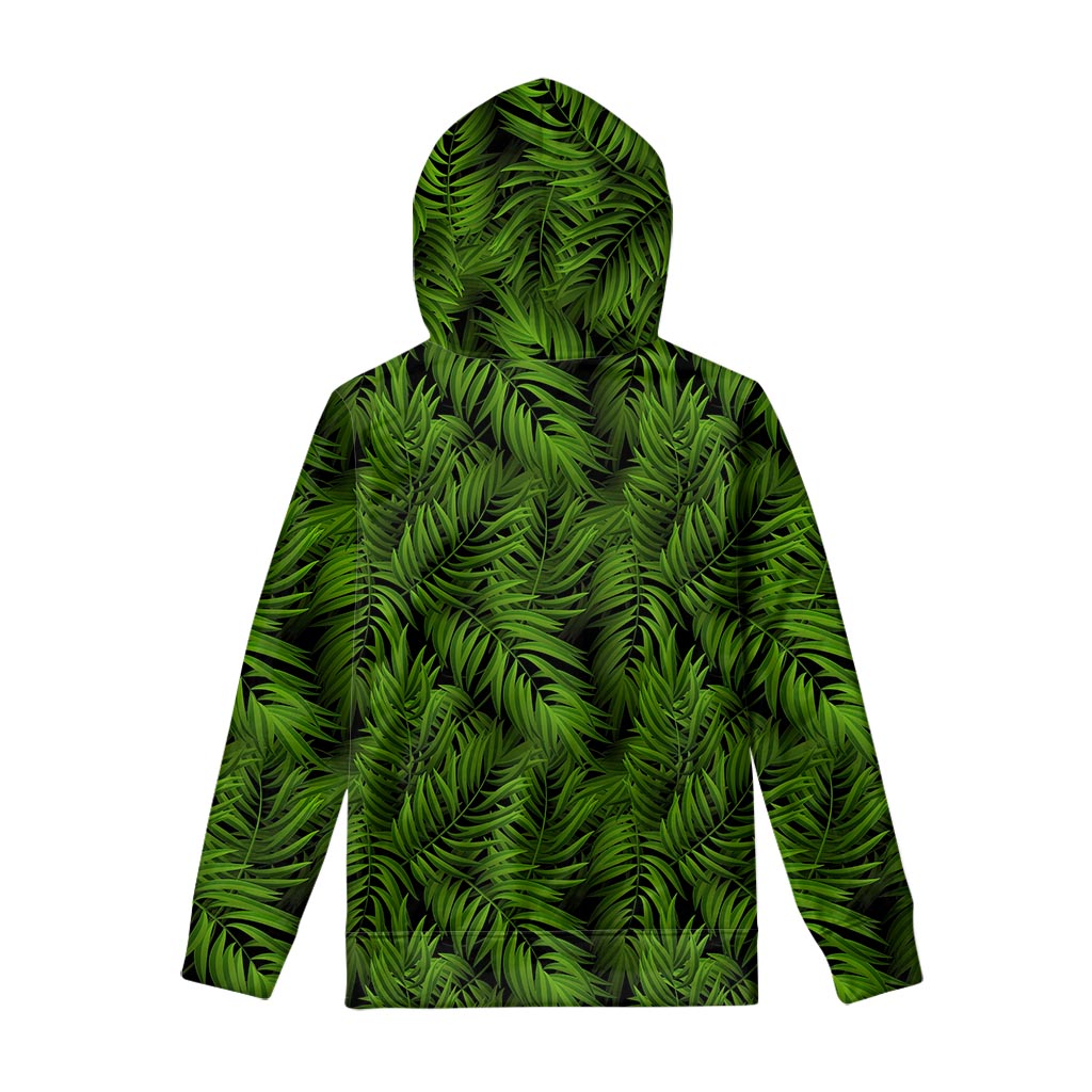 Night Tropical Palm Leaf Pattern Print Pullover Hoodie