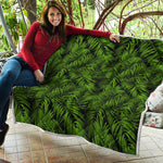 Night Tropical Palm Leaf Pattern Print Quilt