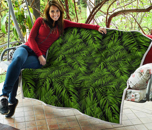 Night Tropical Palm Leaf Pattern Print Quilt