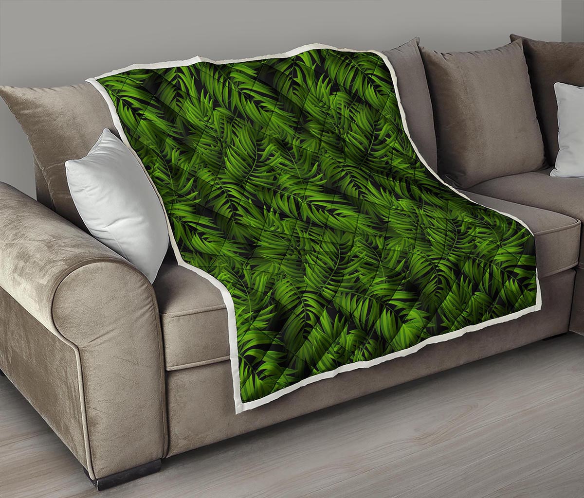 Night Tropical Palm Leaf Pattern Print Quilt