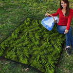 Night Tropical Palm Leaf Pattern Print Quilt