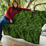 Night Tropical Palm Leaf Pattern Print Quilt