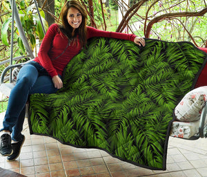 Night Tropical Palm Leaf Pattern Print Quilt