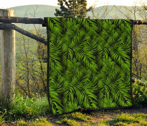 Night Tropical Palm Leaf Pattern Print Quilt