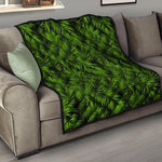 Night Tropical Palm Leaf Pattern Print Quilt