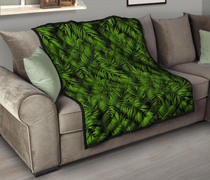 Night Tropical Palm Leaf Pattern Print Quilt