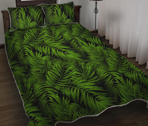 Night Tropical Palm Leaf Pattern Print Quilt Bed Set