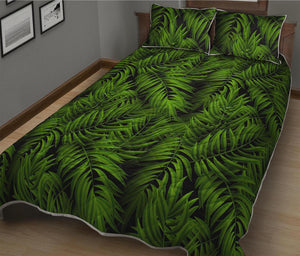 Night Tropical Palm Leaf Pattern Print Quilt Bed Set