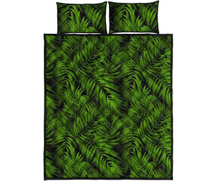 Night Tropical Palm Leaf Pattern Print Quilt Bed Set