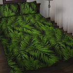 Night Tropical Palm Leaf Pattern Print Quilt Bed Set