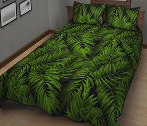 Night Tropical Palm Leaf Pattern Print Quilt Bed Set