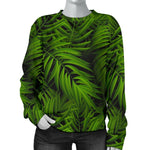 Night Tropical Palm Leaf Pattern Print Women's Crewneck Sweatshirt GearFrost