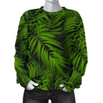 Night Tropical Palm Leaf Pattern Print Women's Crewneck Sweatshirt GearFrost