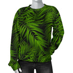 Night Tropical Palm Leaf Pattern Print Women's Crewneck Sweatshirt GearFrost