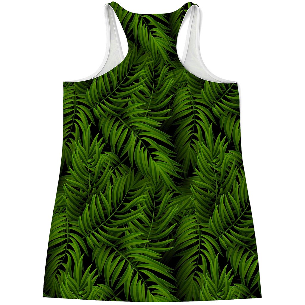 Night Tropical Palm Leaf Pattern Print Women's Racerback Tank Top