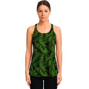 Night Tropical Palm Leaf Pattern Print Women's Racerback Tank Top