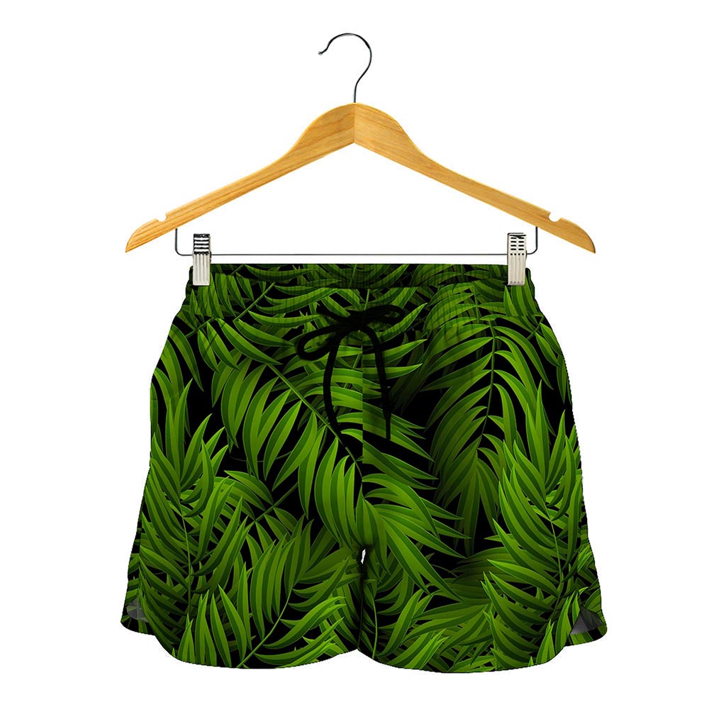 Night Tropical Palm Leaf Pattern Print Women's Shorts