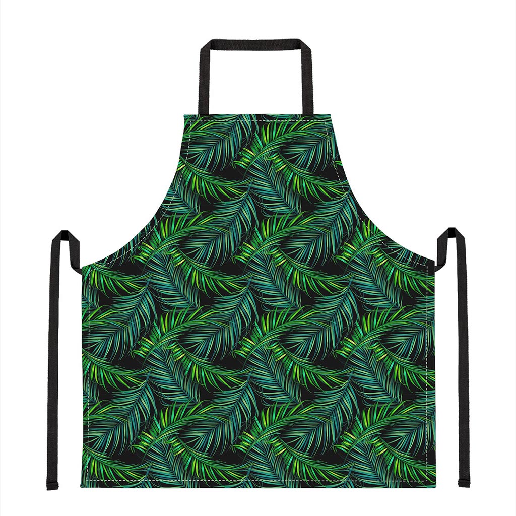 Night Tropical Palm Leaves Pattern Print Apron