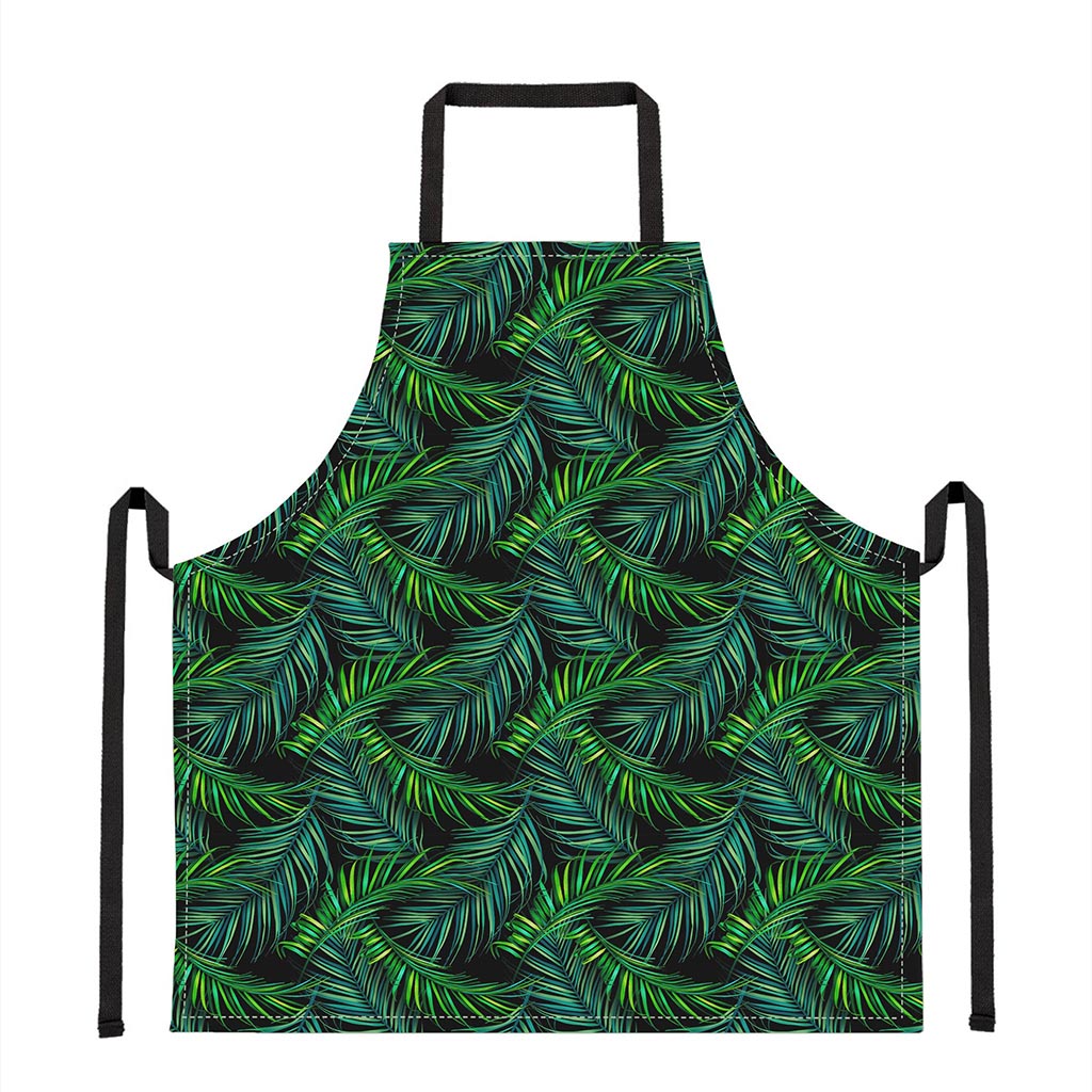 Night Tropical Palm Leaves Pattern Print Apron