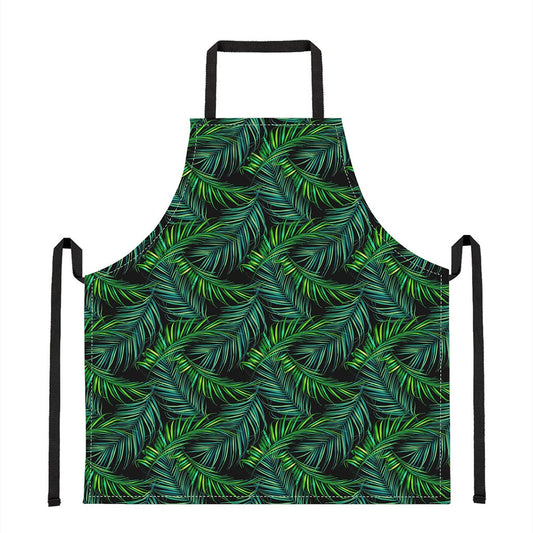 Night Tropical Palm Leaves Pattern Print Apron