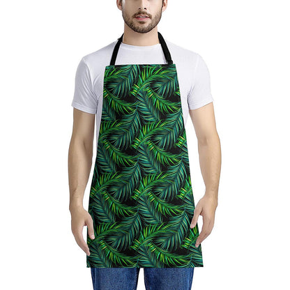 Night Tropical Palm Leaves Pattern Print Apron
