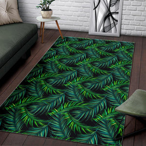 Night Tropical Palm Leaves Pattern Print Area Rug GearFrost