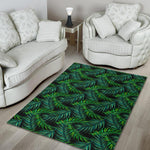 Night Tropical Palm Leaves Pattern Print Area Rug GearFrost